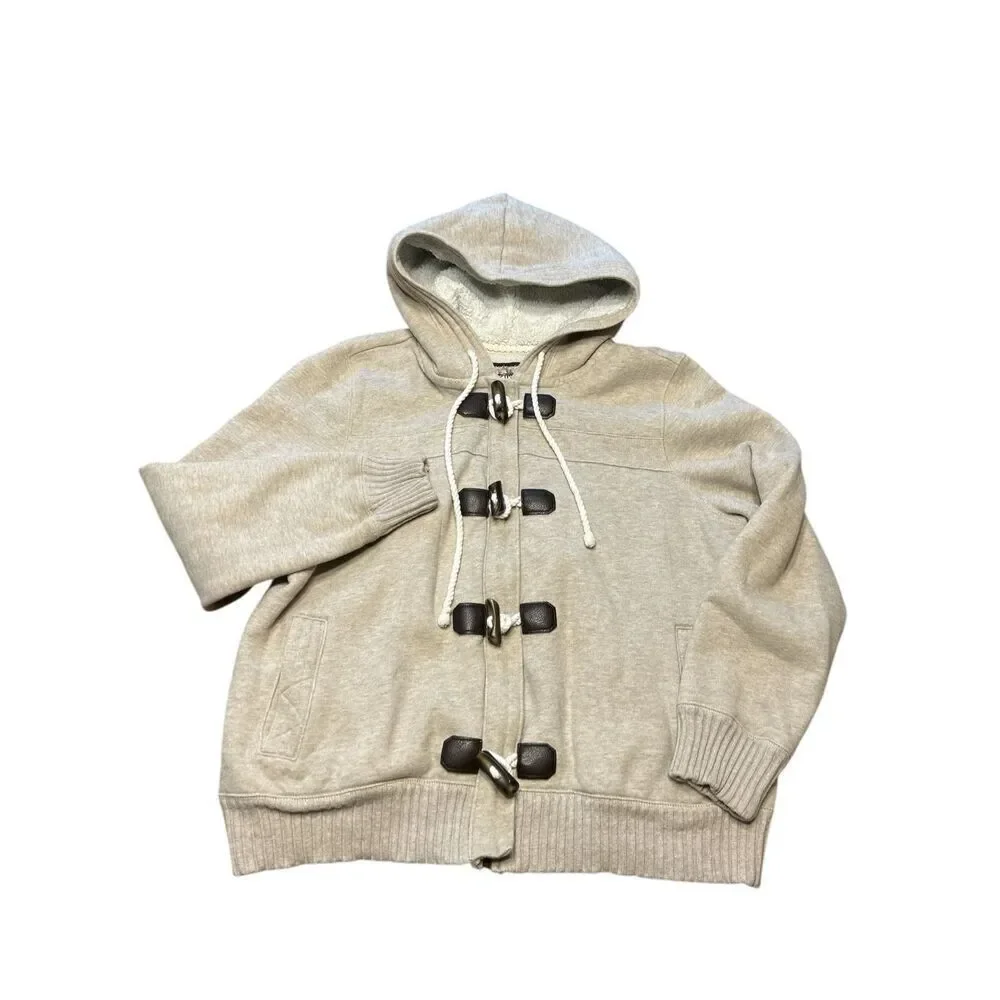 Old Navy Girls Hooded fleece lined Jacket zip toggle buttons size X-Large